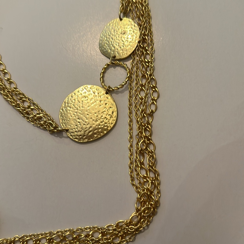 Karine Sultan Double Layer Large Gold Disc Necklace - Picture 4 of 6